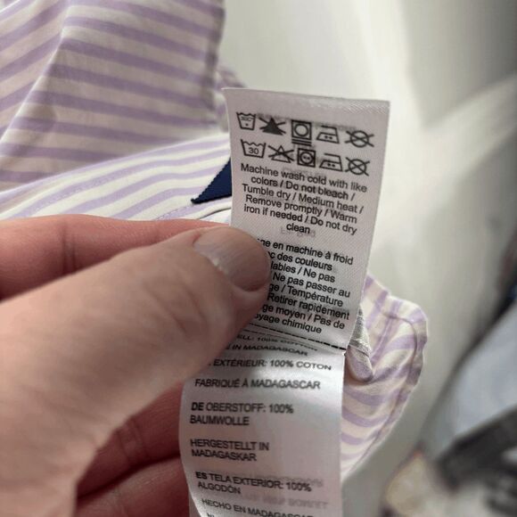 Untuckit Shirt Men's L White Purple Stripe Style Franz Cotton Button Up EUC - Picture 6 of 6